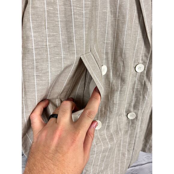 NWT Gibson Latimer Womens XL Coastal Preppy Classic Linen Double Breasted Blazer - Picture 6 of 13